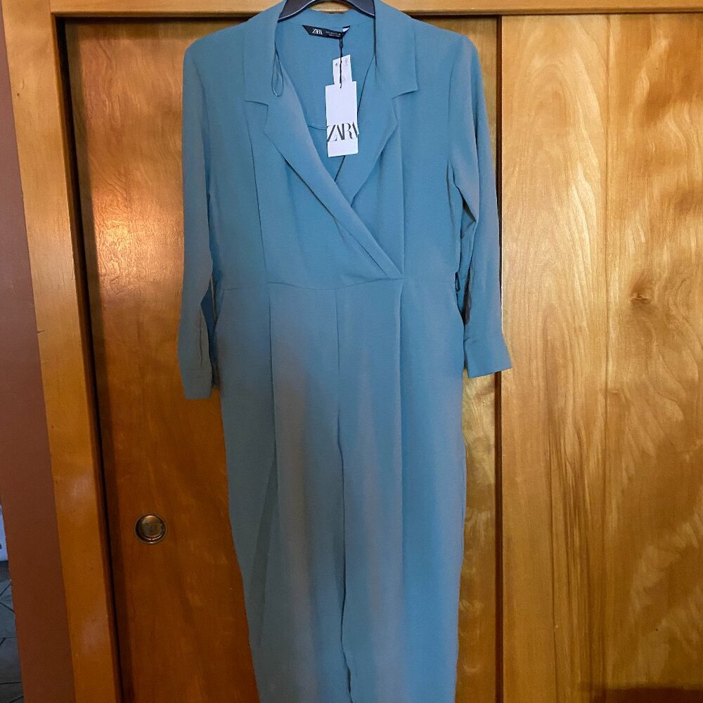 ZARA LIGHTWEIGHT TEAL SUIT ROMPER ONE PIECE.